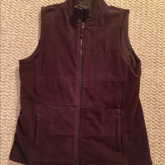 Land's End Zip Front Chocolate Brown Fleece Vest - Picture 4 of 4